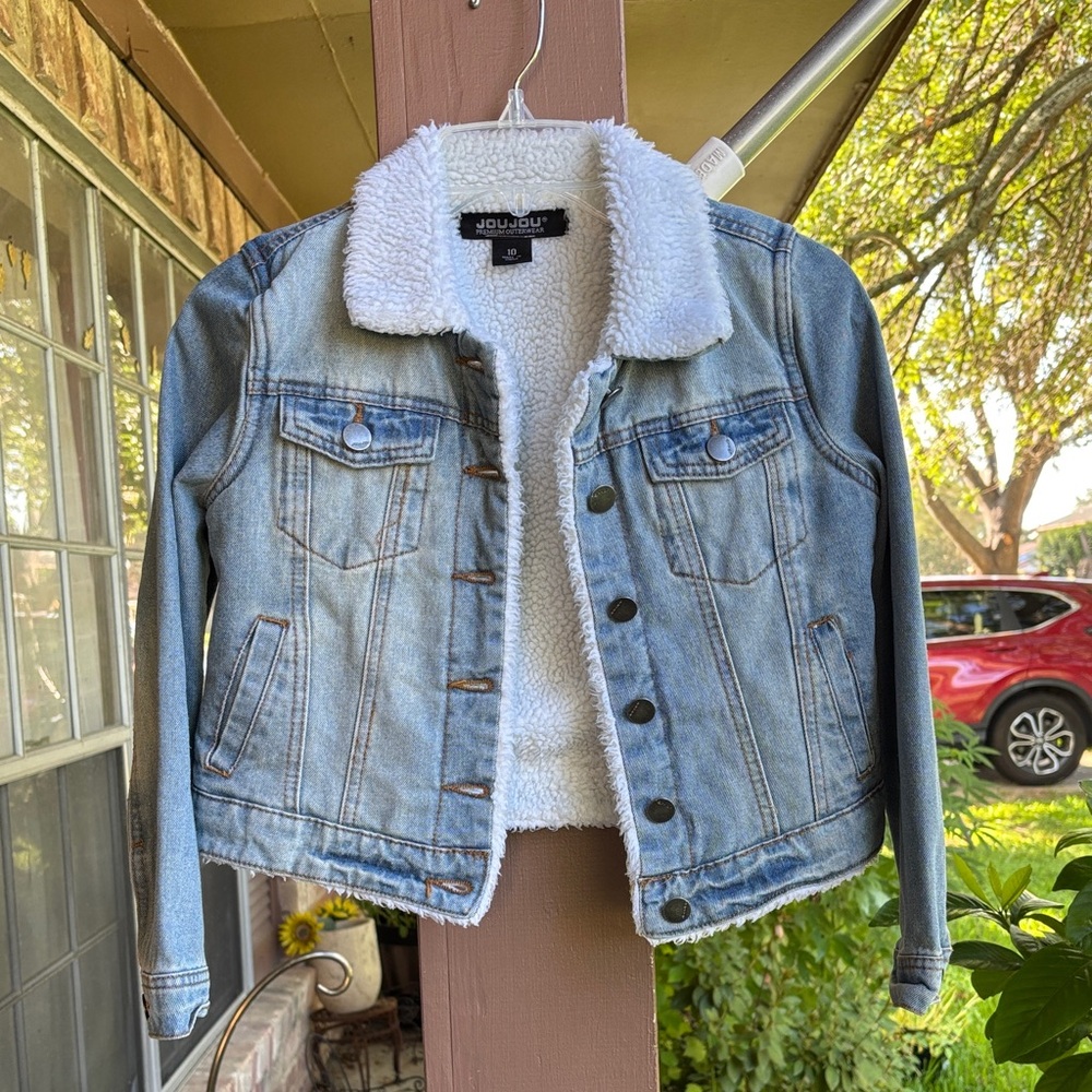 Jou Jou Denim Jacket with Sherpa Collar